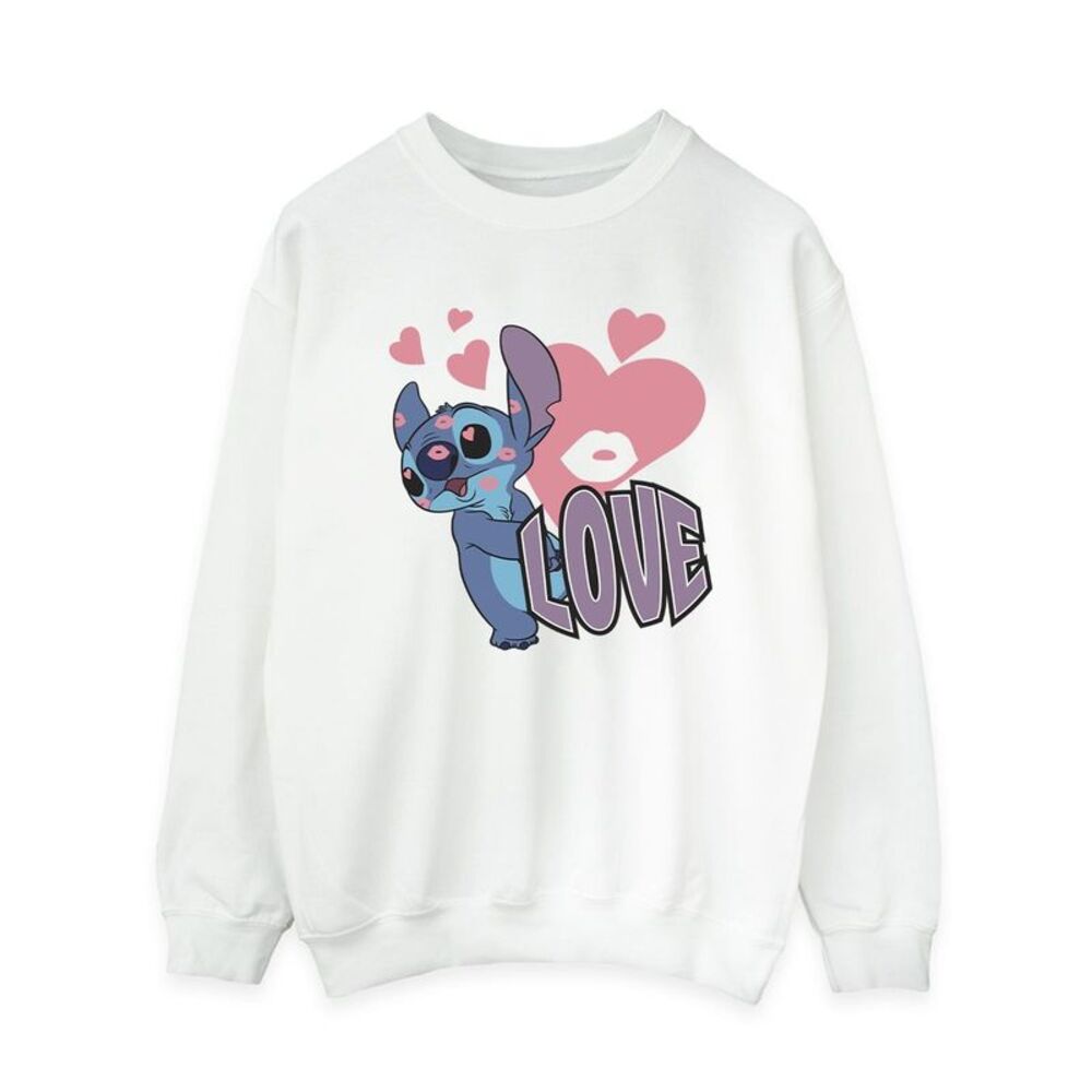 Lilo & Stitch Womens/Ladies Love Hearts Sweatshirt / White